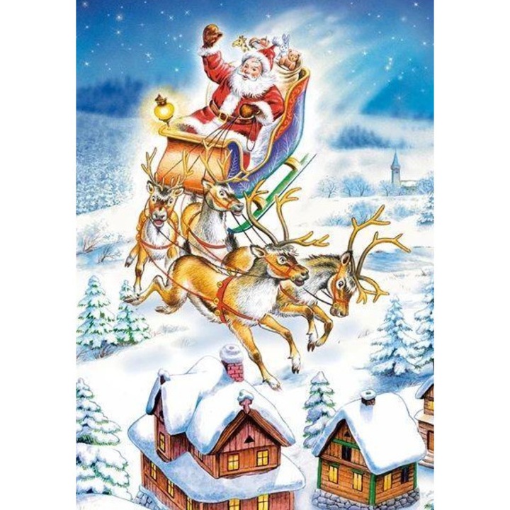 Пъзел 24 части пощенска картичка Дядо Коледа в небето 900541 Castorland