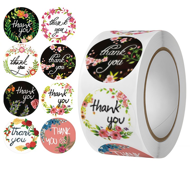 Set 500 Etichete Autoadezive Amigo "Thank You", Design Modern