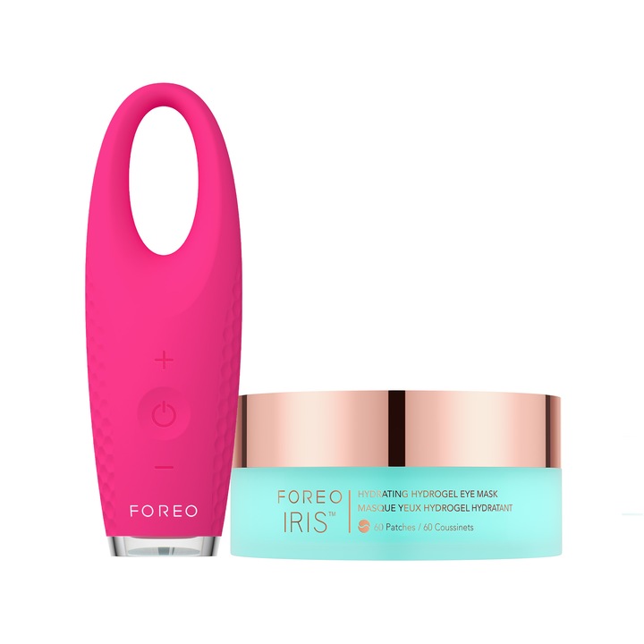 Dispozitiv de masaj pentru ochi + masca hidrogel hidratanta – set IRIS™ 2 Eye Candy + IRIS™ Hydrating Hydrogel Eye Mask, 60 bucati