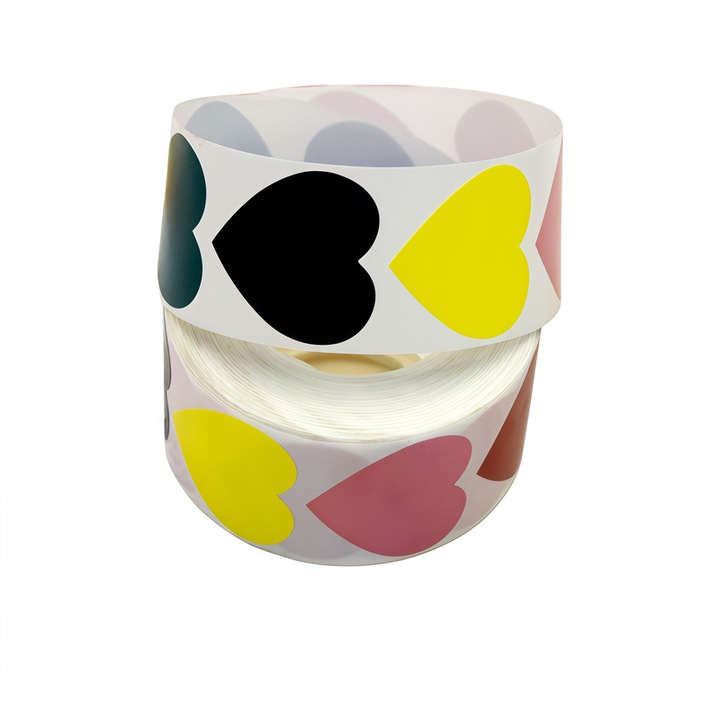 Set de 500 etichete autoadezive Amigo, design inima, finisaj lucios