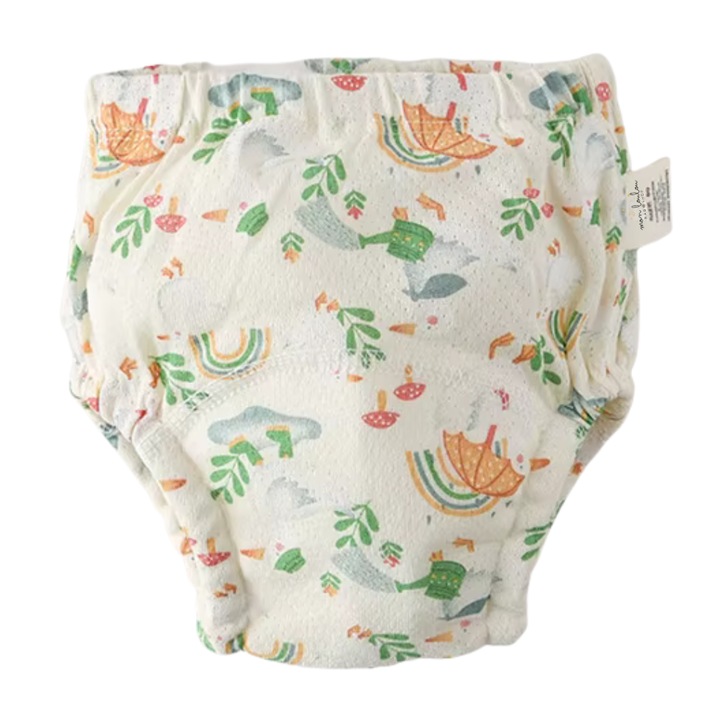 Bili edzőbugyi, Újrafelhasználható, 100% muszlin pamut, Szivárgásgátló réteggel, Erősen nedvszívó, természet mintás, L (12-18kg)