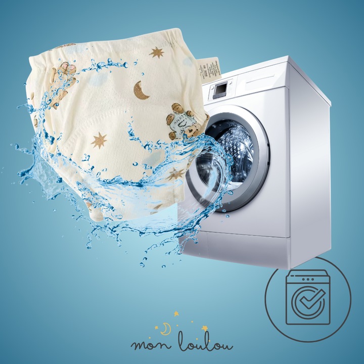 Гащички за приучване към гърне, За многократна употреба, 100% Муселинов памук, С непромокаем слой, Силно абсорбиращи, щампа Мечета, M(9-12кг)