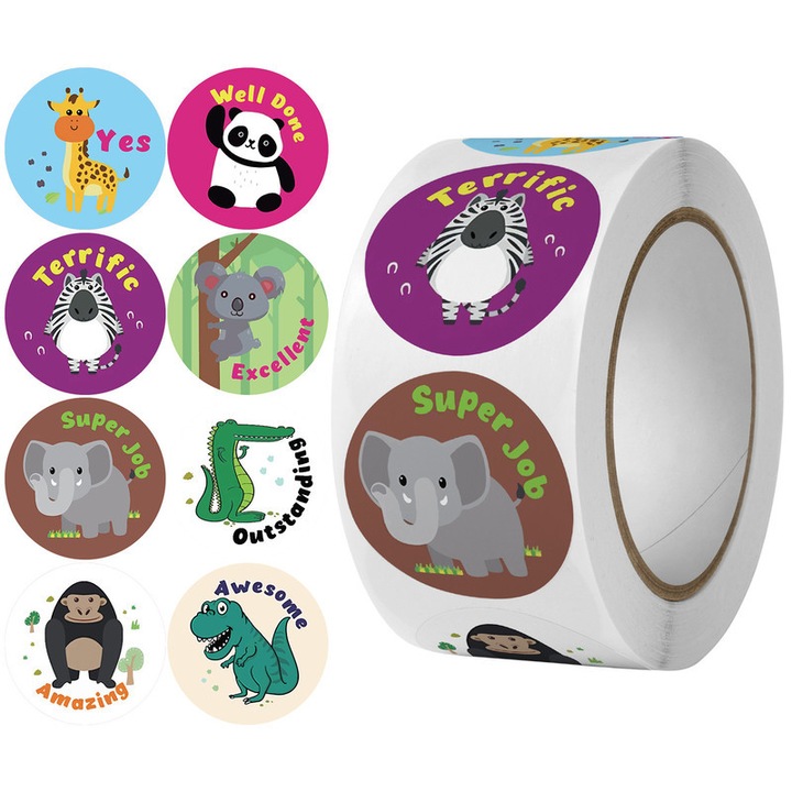 Set 500 Etichete Autoadezive Amigo "Cheer Up", Design Frumos, Finisaj Lucios