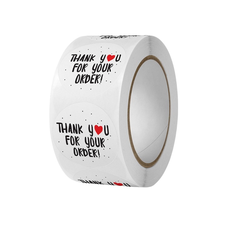 Rola 500 etichete autoadezive Amigo, Amigo, "thank you for your order", finisaj lucios