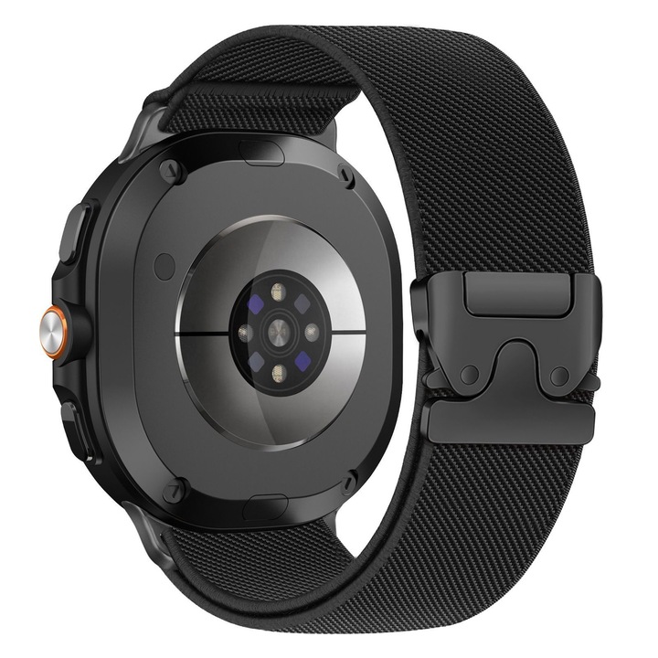 Bratara impletita compatibila cu Samsung Galaxy Watch8 / Watch8 Classic, atarama de Parasuta, Material Elastic, Negru