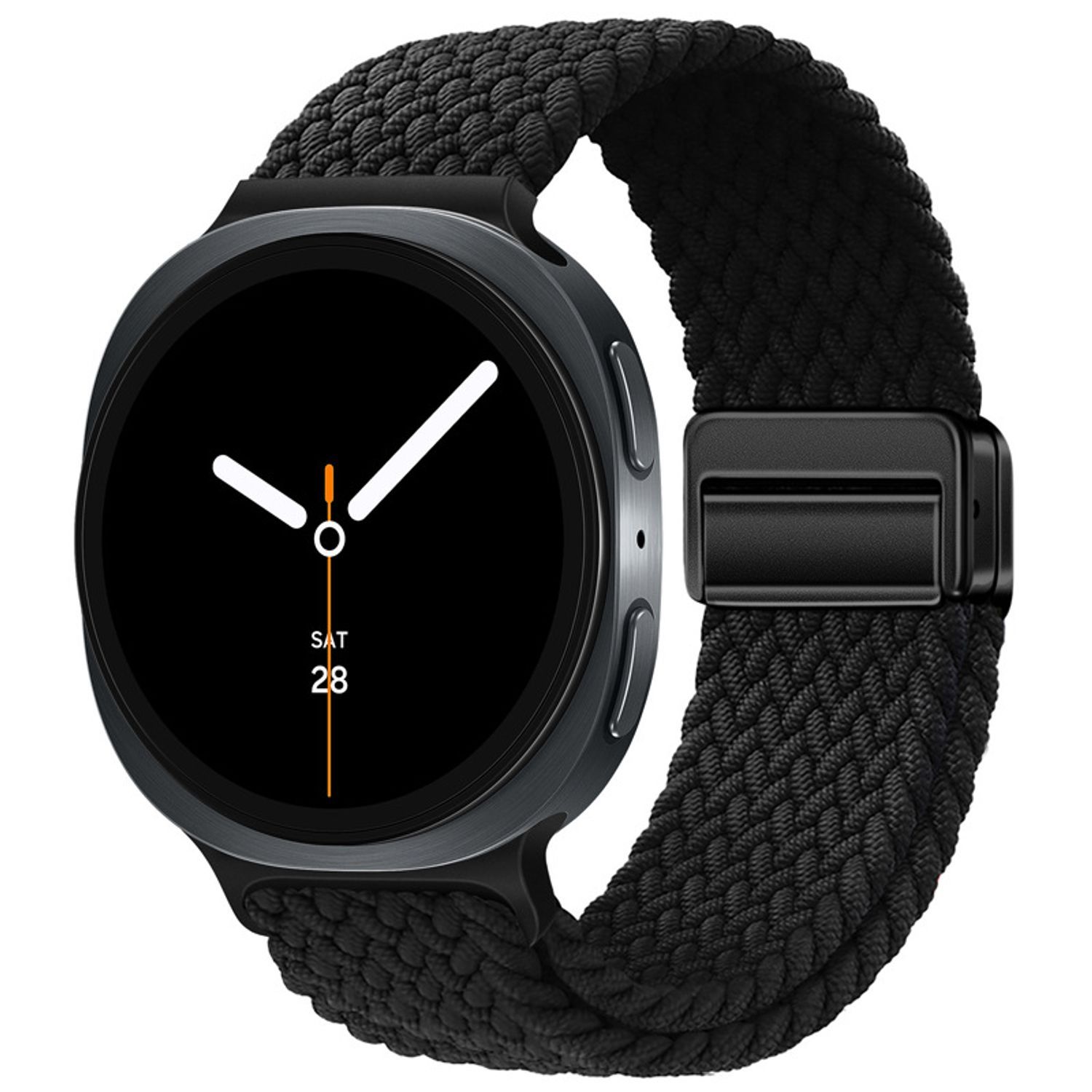 Curea Magnetica Compatibila cu Samsung Galaxy Watch 8 / Watch 8 Classic – Bratara Elastica Impletita Unisex, Negru, Marime Reglabila, Stil Modern si Confortabil