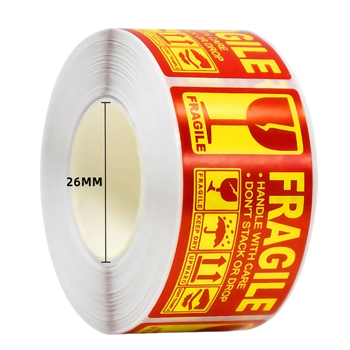 Set de 250 etichete autoadezive "Warnning", Amigo, design util, perfect pentru sigilarea ambalajelor