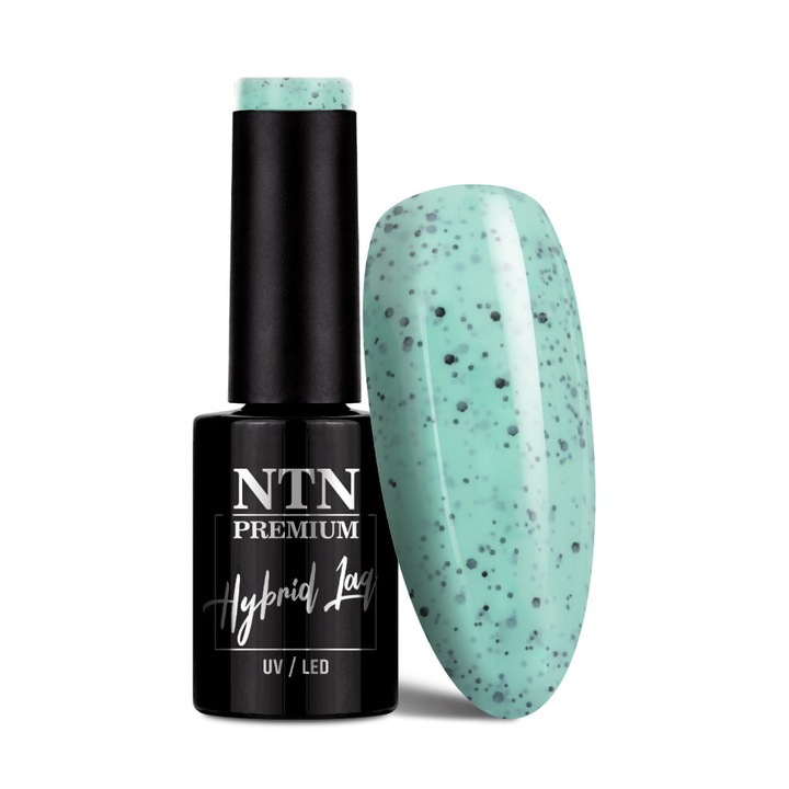 Oja hibrida NTN Premium Sugar Puff Collection 5 g Nr 183, verde menta cu particule negre