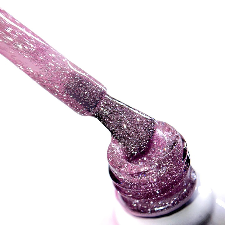 Lac hibrid Molly Nails Nr 563, 8g, gri cu nuante roz, HEMA/Di-HEMA Free