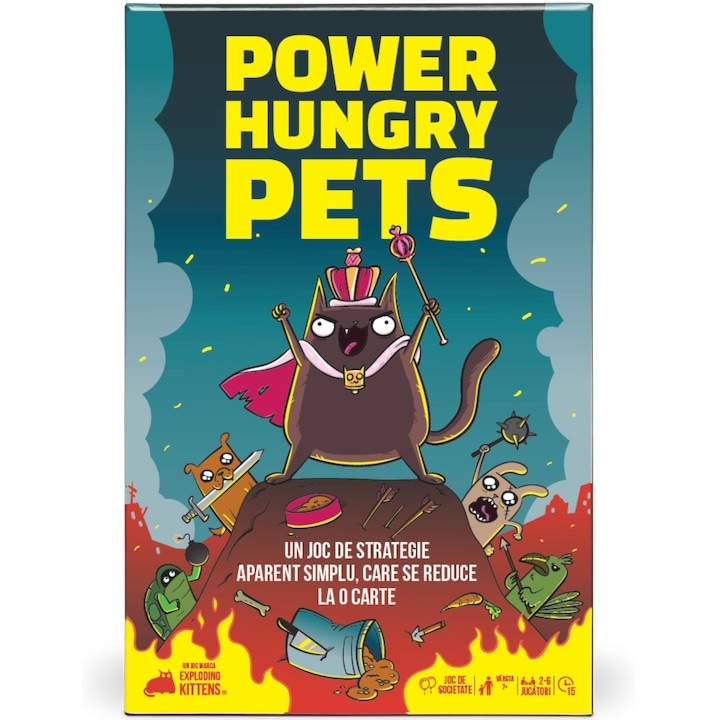 Настолна игра, настолна игра „Exploding Kittens“, жадни за власт домашни любимци, цветна, за 2-6 играчи, подходяща за деца над 7 години