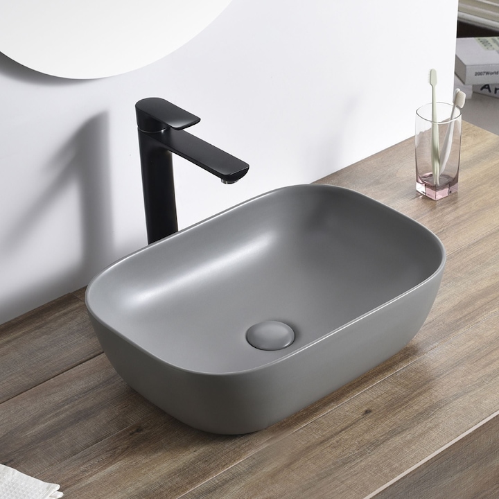 Lavoar Pe Blat, Gri Inchis, Design Modern, Semi rotund