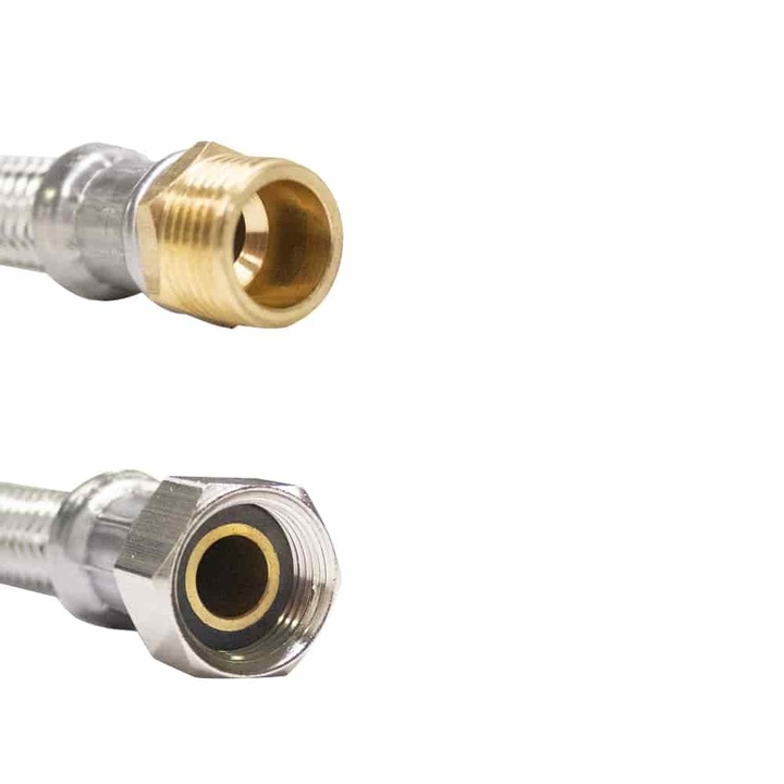 Брониран маркуч, KLASEBO, 500 мм, неръждаема стомана, сертифициран по DVGW