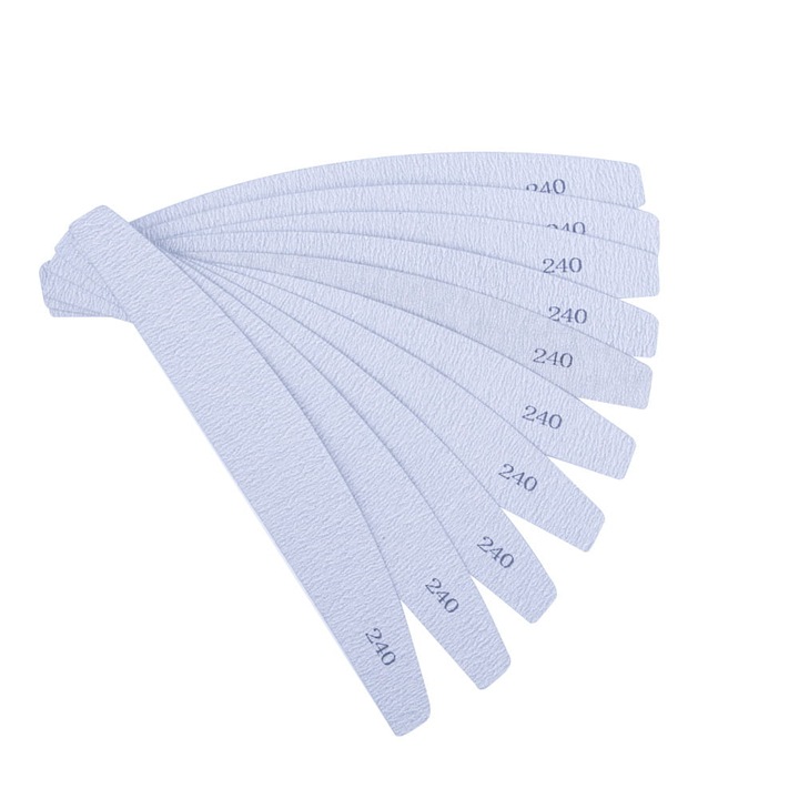 Set 10 bucati de nakladki scierne pentru pilnic metalic Molly Lac, gradare 240, culoare zebra