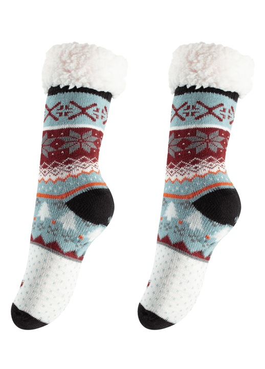 Sosete Antiderapante pentru Femei cu Design Zapada si Cerbi, Marimea 36-41