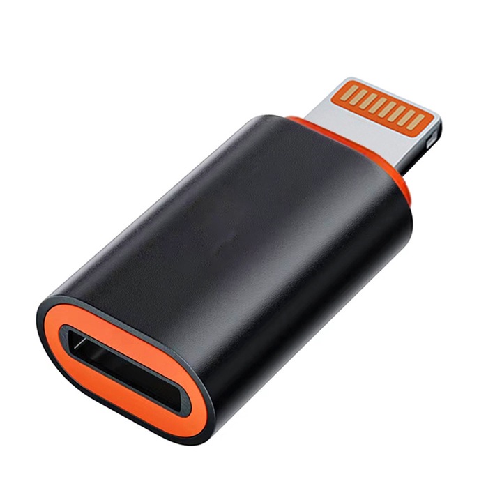 Adaptor OTG Premium Type C la mufa Apple, Transfer de Date, Incarcare Rapida PD20W, Convertor pentru iPhone, Aliaj de Aluminiu, Gri