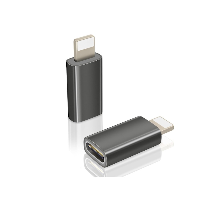 C típusú Lightning adapter, kulcstartóval, Comando Tech, 2A, méretek 2.4 x 1 x 0.5 cm, fekete