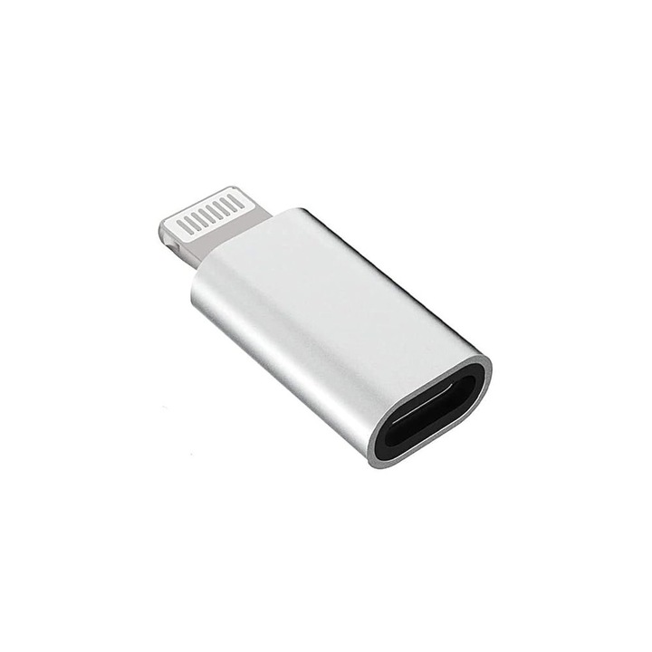 C típusú Lightning adapter, kulcstartóval, Comando Tech, USB 3.1 szabvány, max. 3A áramerősség, méretek 2.6 x 1 x 0.5 cm, ezüst