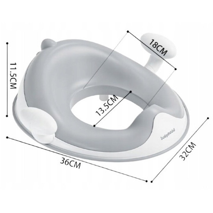 Toaleta pentru copii, Babyhood, Dinozaur, design ergonomic, protectie anti-stropire, gri
