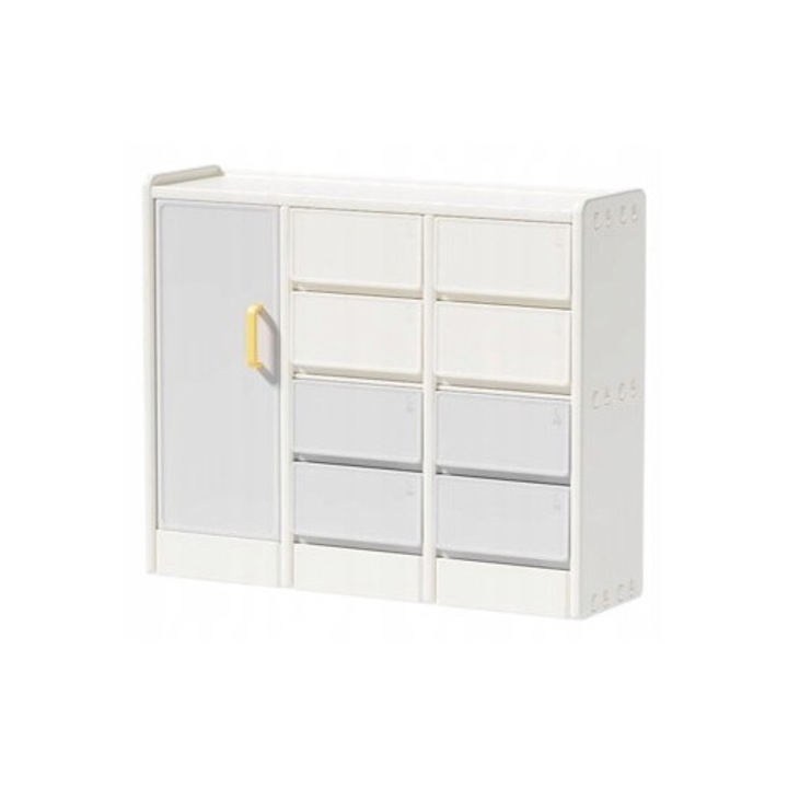 Dulap pentru camera copiilor, gri, mobilier camera copii, spatiu generos, design clasic