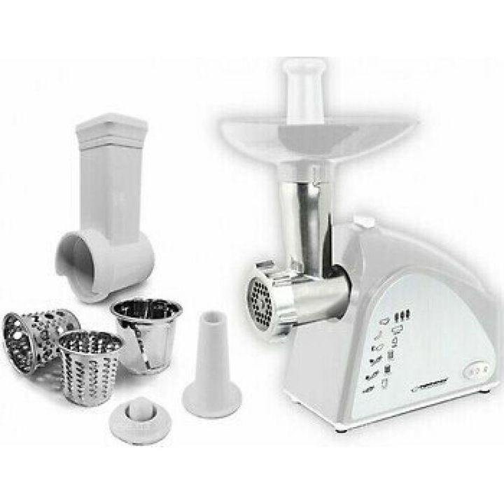 Masina de tocat carne Esperanza Rissole EKM034, functie razatoare, 2200W Alb/Gri