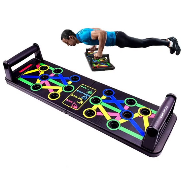 Placa Flotari Multifunctionala GREATON Cu Manere, Antrenament Fitness Acasa, Suport Push Up, 14 Pozitii, Antiderapanta, Unisex