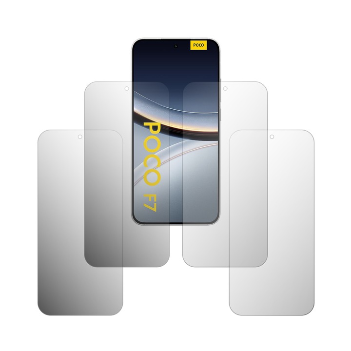 Set 4X Folie Protectie Ecran Folie24, pentru Poco F7, 2X Ultra-Clear + 2X Mate, Acoperire Full-Display si Case-Friendly, Adezive, Flexibile cu Auto Regenerare