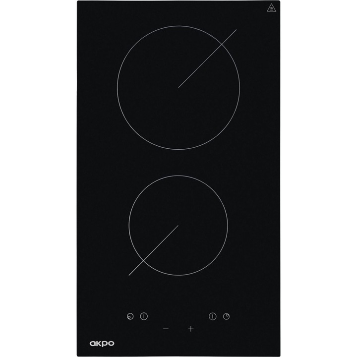 Beépíthető elektromos főzőlap AKPO PKA 30830/2/, 30 cm, 2 üvegkerámia zóna, érintős vezérlés, időzítő, fekete