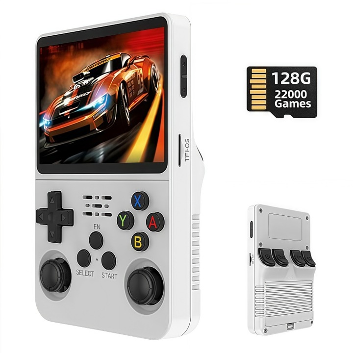 Consola R36S portabila retro-white
