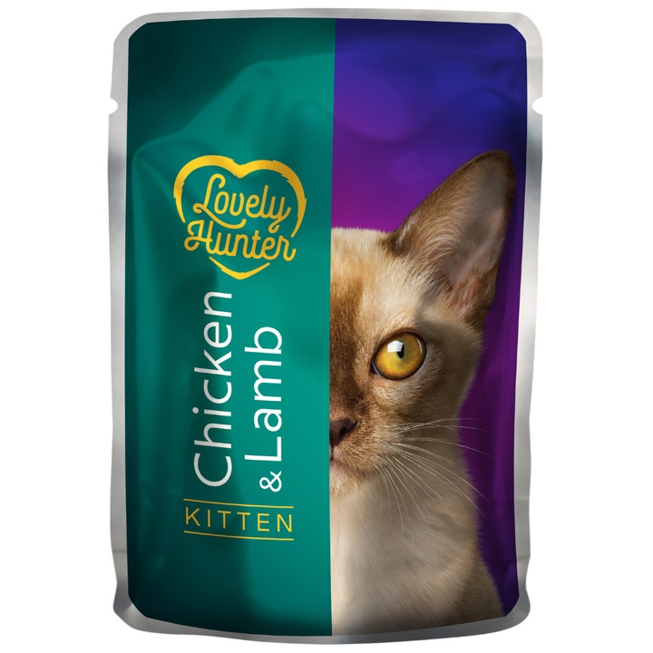 Hrana umeda pentru pisici tinere pe baza de pui si si miel, Lovely Hunter Kitten Chicken and lamb, 85 grame, pliculet