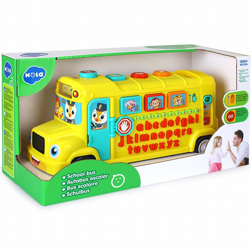 Jucarie interactiva Hola - Autobuzul scolar, cu lumini si sunete