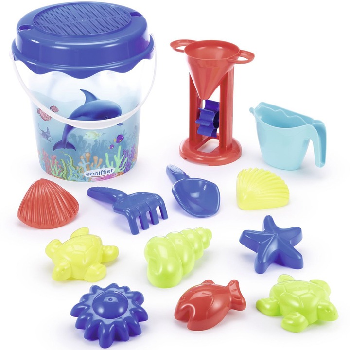 Set de joaca Ecoiffier - Galetusa cu 12 accesorii pentru nisip