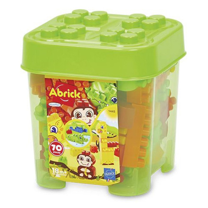 Set cuburi de constructie Ecoiffier, Abrick, animale, 70 piese
