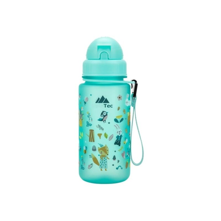 Sticla pentru copii 400ml AlpinTec cu pai, Spindrift Blue Forest