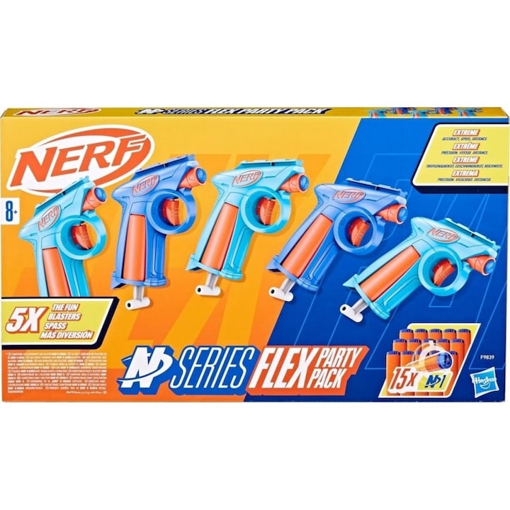 Set 5 pistoale Nerf, albastru, 8+