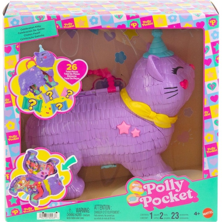 Polly Pocket Mini babakészlet - Gatoula Piniata, parti kiegészítők, többszínű