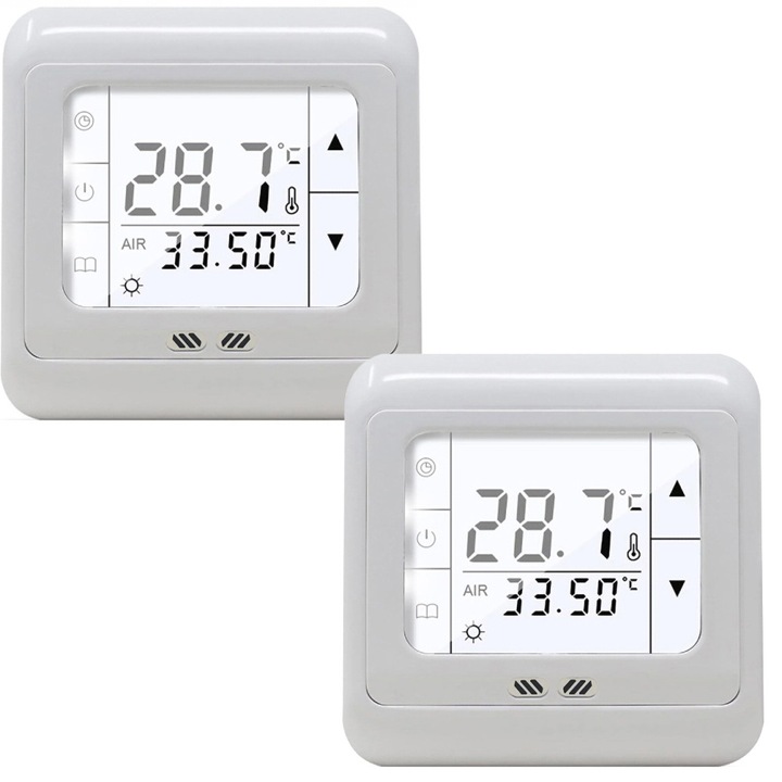 2X Termostat digital cu ecran tactil si termostat de camera pentru incalzire prin pardoseala