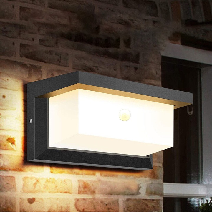 Kerti lámpa mozgásérzékelővel, 18W, kültéri világítás, fali lámpa