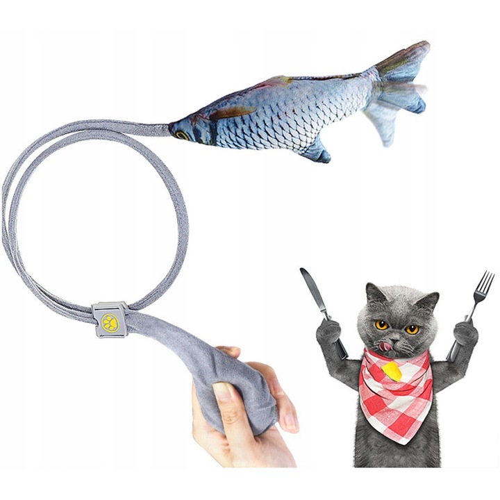 Играчка за котки, движеща се рибка, 130 см, с котешка трева, за игра на закрито, реалистична, изработена от плюш и памук, цвят: многоцветен, материал: плюш + памук, идеална за игра с вашата котка, комплектът включва: 1 брой