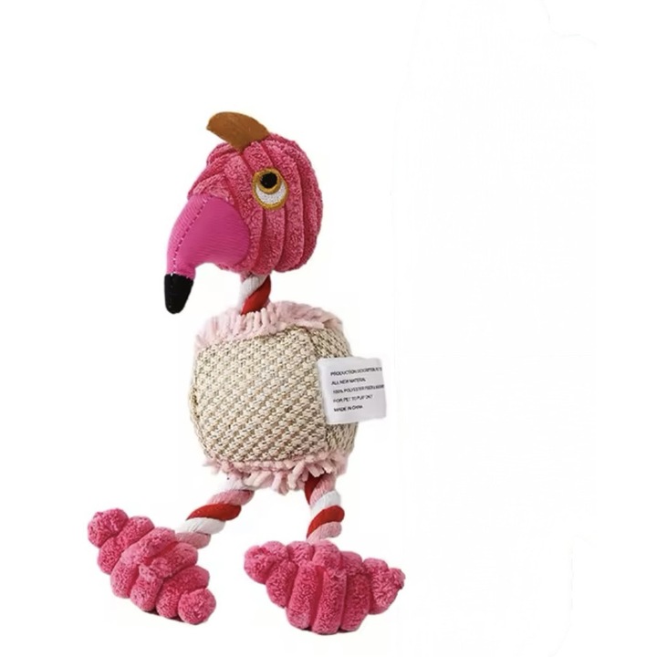 Játék kölyökkutyáknak, Flamingo, Textil, beltéri és kültéri játékhoz, Tartós, 23 cm, Rózsaszín