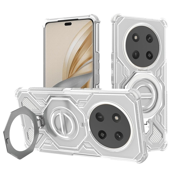 Husa pentru Honor X9c / Magic7 Lite, Antisoc, SKYDDAR INOVATION, Carbon Shield PRO, Magsafe, set cu sticker, Alb