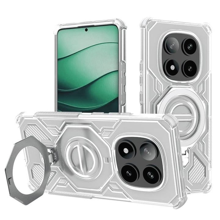 Husa pentru Xiaomi Redmi Note 14 Pro+ 5G, Antisoc, SKYDDAR INOVATION, Carbon Shield PRO, Magsafe, set cu sticker, Alb