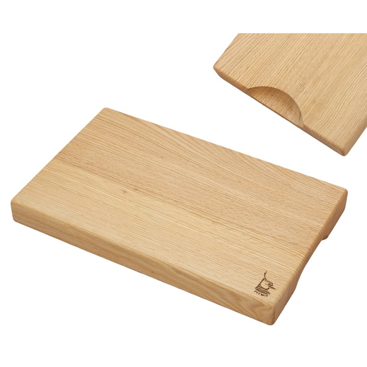 Кухненска дъска за рязане, PEEWIT, изработена от дъб, 40x25x4 см, омаслена повърхност, елегантен дизайн