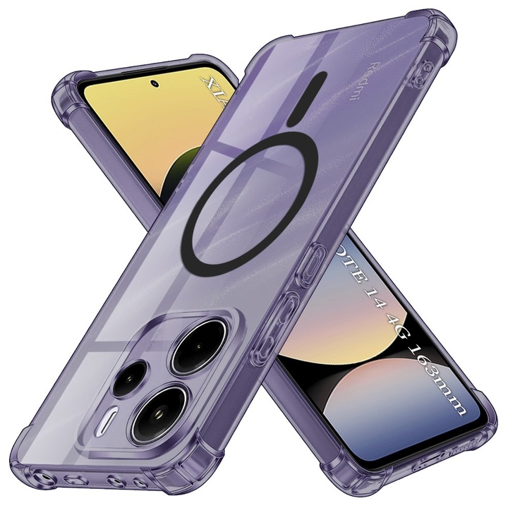 Husa pentru Xiaomi Redmi Note 14 4G (Standard), Accesorio Shockproof Silicone MagSafe, Fumuriu