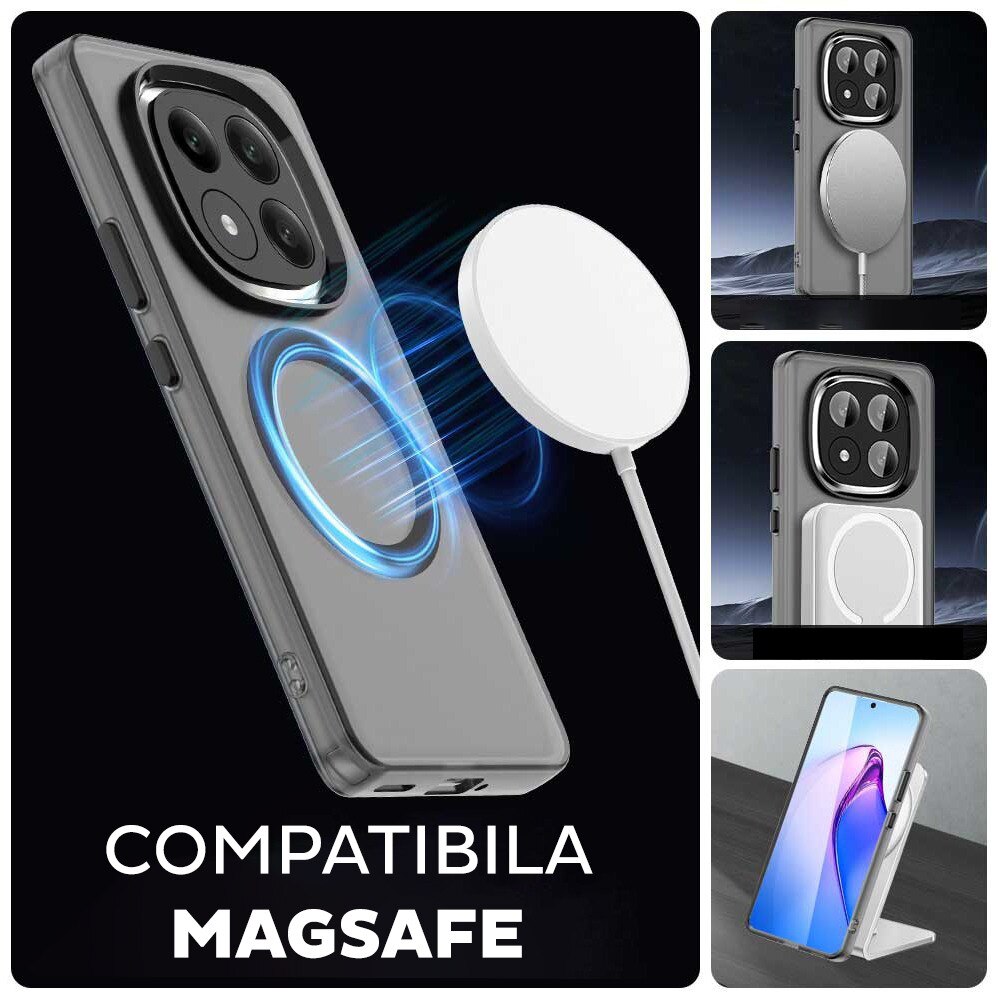 Husa pentru Xiaomi Redmi Note 14 Pro Plus 5G DaDen® CandyCase MagSafe, Antisoc, Incarcare wireless, Butoane protejate, Negru