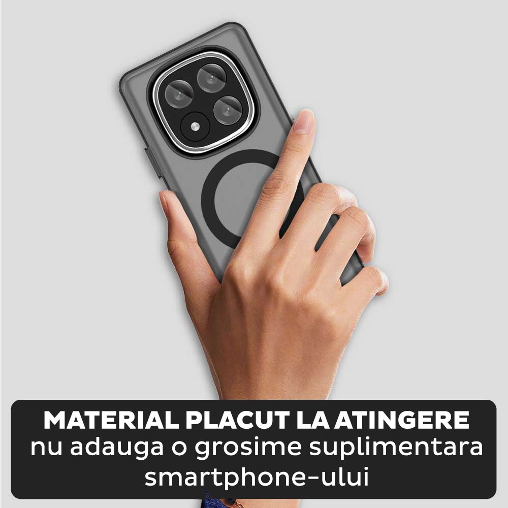 Husa pentru Xiaomi Redmi Note 14 Pro Plus 5G DaDen® CandyCase MagSafe, Antisoc, Incarcare wireless, Butoane protejate, Negru