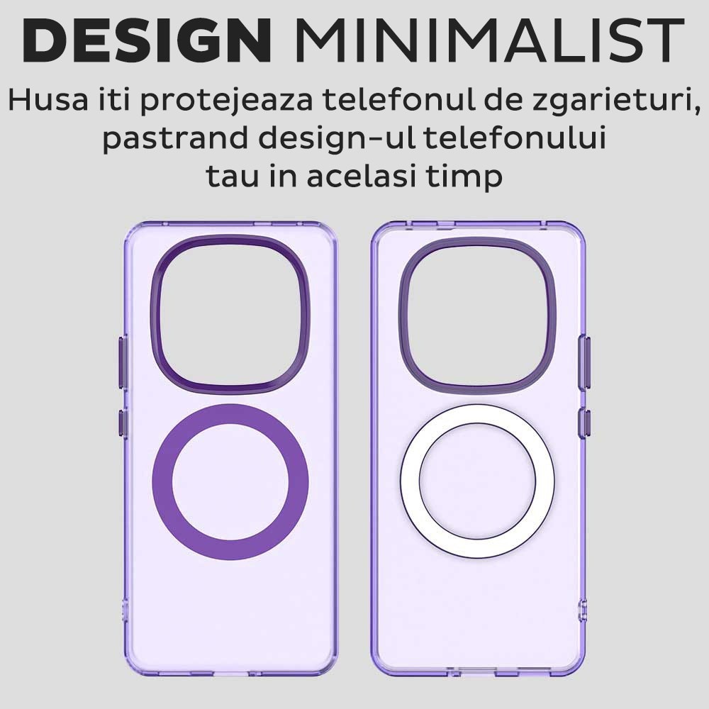 Husa pentru Xiaomi Redmi Note 14 Pro Plus 5G DaDen® CandyCase MagSafe, Antisoc, Incarcare wireless, Butoane protejate, Mov