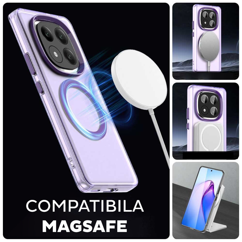 Husa pentru Xiaomi Redmi Note 14 Pro Plus 5G DaDen® CandyCase MagSafe, Antisoc, Incarcare wireless, Butoane protejate, Mov
