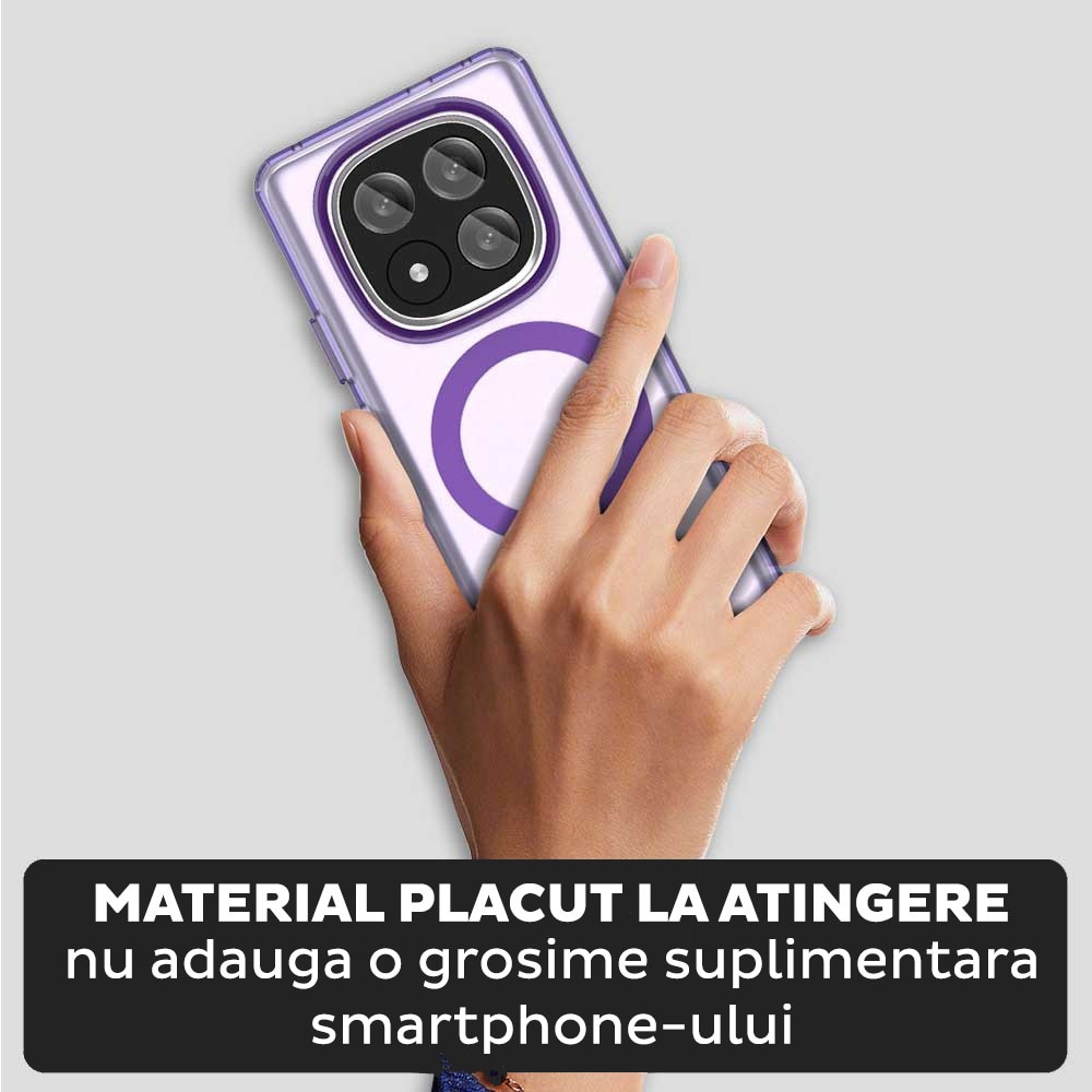 Husa pentru Xiaomi Redmi Note 14 Pro Plus 5G DaDen® CandyCase MagSafe, Antisoc, Incarcare wireless, Butoane protejate, Mov