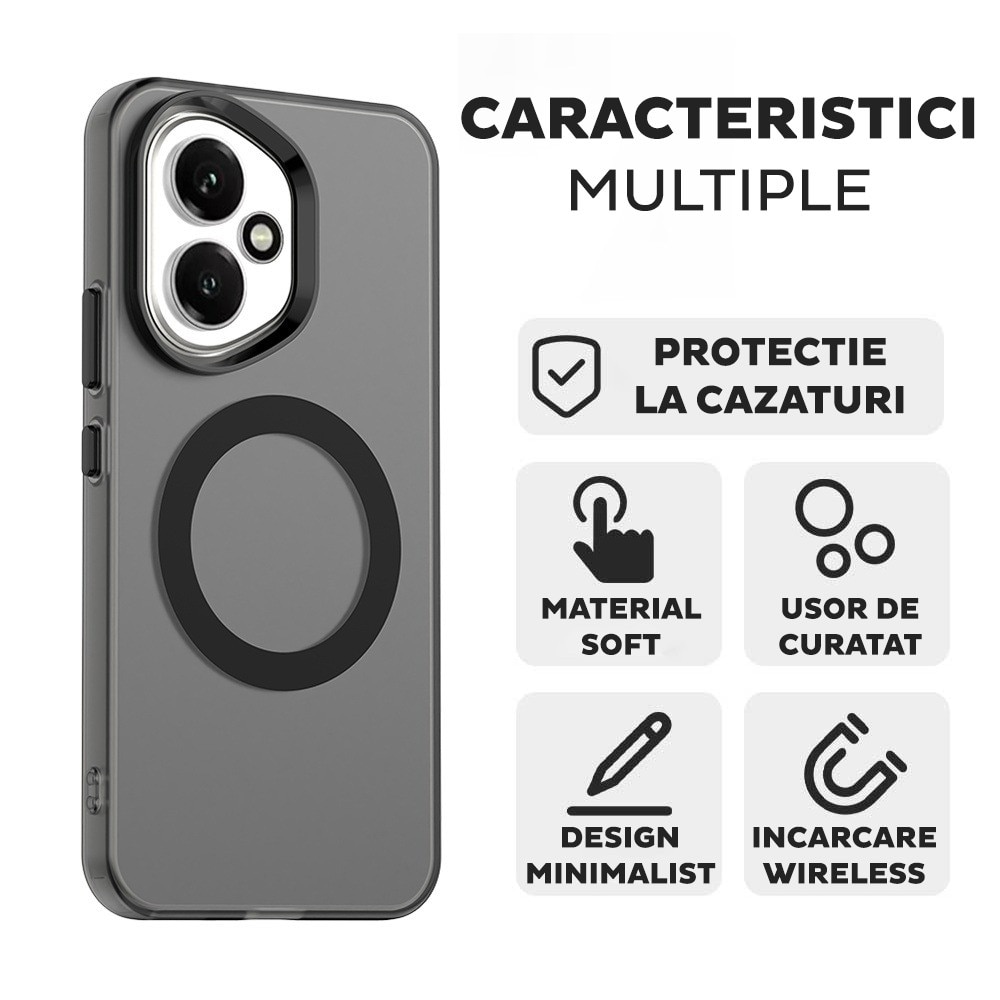 Husa pentru Honor 400 DaDen® CandyCase MagSafe, Antisoc, Incarcare wireless, Butoane protejate, Negru