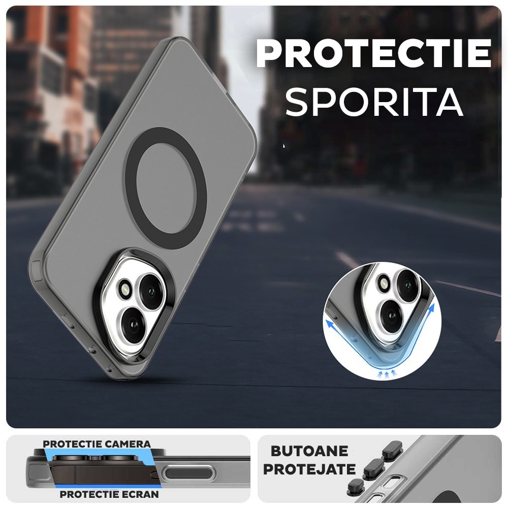 Husa pentru Honor 400 DaDen® CandyCase MagSafe, Antisoc, Incarcare wireless, Butoane protejate, Negru